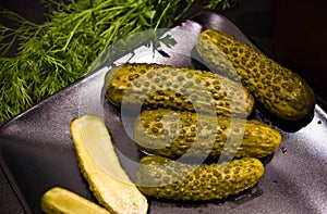 Homemage pickled cucumbers still life food photo