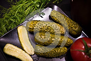 Homemage pickled cucumbers still life food photo