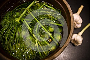 Homemage pickled cucumbers still life food photo