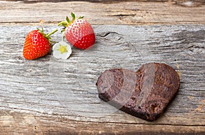 Homemand brownie in a heart shape.