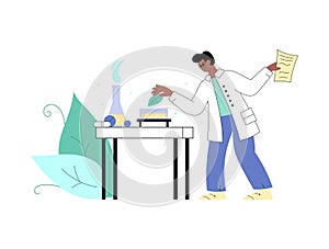 Homeopath or naturopath doctor preparing remedies, vector illustration isolated. photo