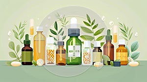 Homeopathic Medicine Bottles with Natural Elements