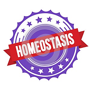 HOMEOSTASIS text on red violet ribbon stamp photo