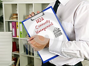 Homeowner Association HOA Community Management inscription on the sheet