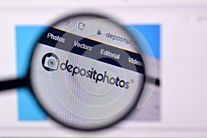 Homepage of depositphotos website on the display of PC, url - depositphotos.com