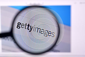 Homepage of gettyimages website on the display of PC, url - gettyimages.com