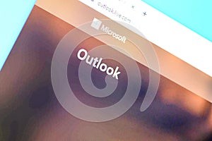 Homepage of hotmail website on the display of PC, url - hotmail.com