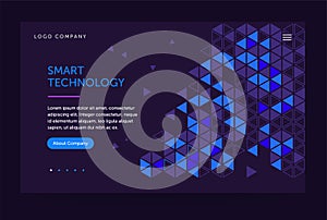 Homepage template. Header for website and mobile website. Concept of computer technology. Abstract geometric element