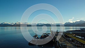 Homer Harbor in Alaska on a beautiful, sunny day