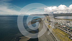 Homer Spit from above in Homer, Alaska. Aerial view