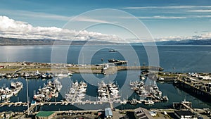 Homer Spit from above in Homer, Alaska. Aerial view