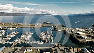 Homer Spit from above in Homer, Alaska. Aerial view