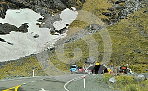 Homer tunnel under Darran Mountain on Milford Sound Highway