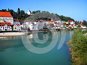 Homes on the bank of Enns River