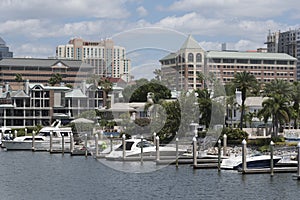 Homes and boat berths on the waterfront Tampa US