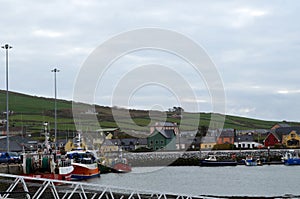 Homes and Hills in Colorful Dingle Harbor in Ireland