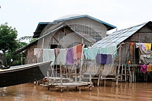 Homes in Inle Lake in Myanmar, a Country in Southeast Asia