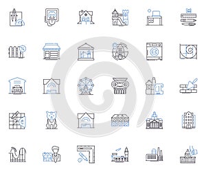 Homes line icons collection. Abode, Residence, Dwelling, Shelter, Habitation, Homestead, Mansion vector and linear