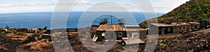 Homes by the road and sea in Fogo, Cabo Verde