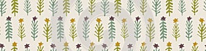 Homespun Naive Christmas Fir Tree with Star Border Pattern. Seamless Background Edge for Festive Holidays Washi Tape . Winter Hand