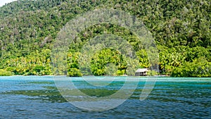 Homestay Bamboo hut on Monsuar Island. Raja Ampat, Indonesia, West Papua