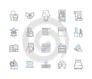 Homestead and domicile line icons collection. Abode, Homely, Farmstead, Settlement, Domesticity, Residence, Homesteading