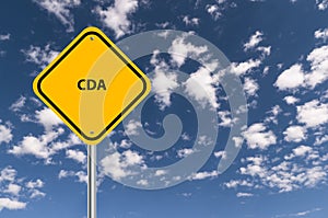 cda traffic sign on blue sky