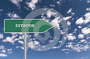 extintor traffic sign on blue sky