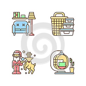 Homeware and furniture RGB color icons set