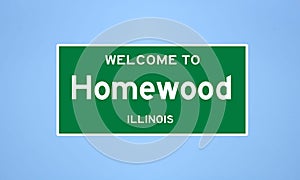 Homewood, Illinois city limit sign. Town sign from the USA.