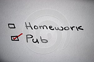 Homework or pub