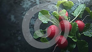 Homey radish still life top down soft light photo with realistic appeal in neutral tones photo