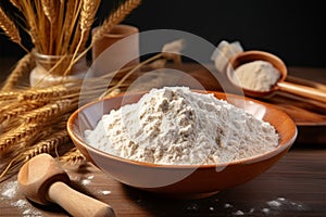 Homey scene with psyllium husk flour, emphasizing its health properties