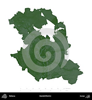 Homiel District, Belarus, isolated on white. Physical