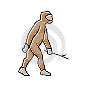 homo erectus human evolution color icon vector illustration