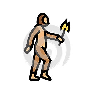 homo heidelbergensis human evolution color icon vector illustration