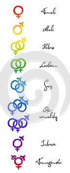 Homo Hetero Bi Gay Lesbian Transgender Intersex LGBT Symbols photo