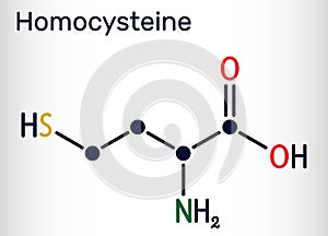 Homocysteine biomarker molecule. It is a sulfur-containing non-proteinogenic amino acid. Skeletal chemical formula photo