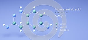 homogentisic acid, molecular structures, phenolic acid, 3d model, Structural Chemical Formula and Atoms with Color Coding
