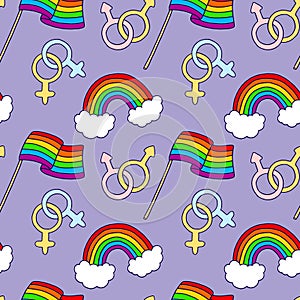 Homosexual equality symbols seamless pattern