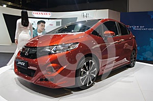 Honda cars displayed for the public inside the huge sale showroom.