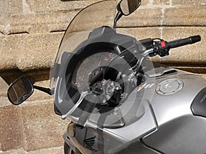 Honda Motorcycle Dashboard and Handlebars Close Up