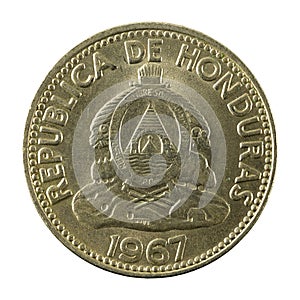 10 honduran lempira coin 1967 reverse photo