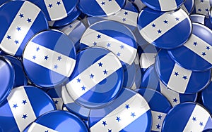 Honduras Badges Background - Pile of Honduran Flag Buttons.