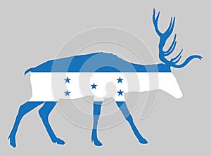 Honduras flag over deer animal national symbol vector silhouette illustration isolated on white background.