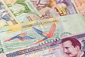 Honduras money, paper banknotes, Creative currency business, banking and finance, 500 and 200 Lempiras banknote, Other