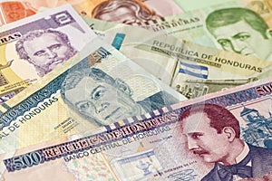 Honduras money, paper banknotes, Creative currency business, banking and finance, 500 and 200 Lempiras banknote, Other