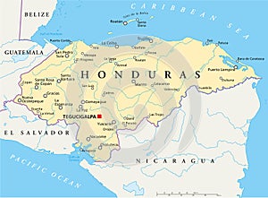 Honduras Political Map photo