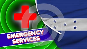 Honduras Realistic Flag with Emergency Services Title Fabric Texture 3D Illustration