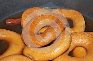 Honduras traditional food dessert sweet rosquillas en miel photo